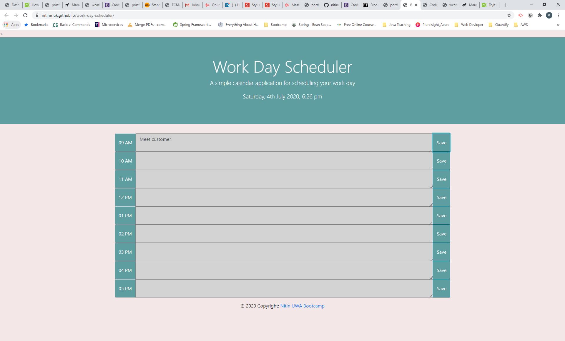 Work Day Scheduler